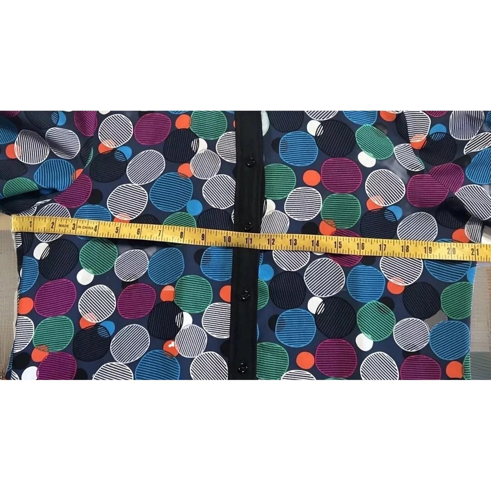 ANNE KLEIN Long Sleeve Printed Chiffon Blouse Circles Sz 14 EUC Gorgeous - Picture 4 of 8
